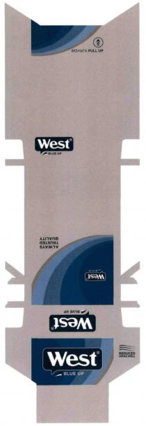 blue, blue up, always, always trusted quality, trusted, smell, smoke, up, pull, pull up, quality, reduced, reduced smoke smell, west, фольга