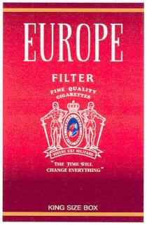 europe, filter, fine quality, fine, quality, cigarettes, the time will, time, will, change everything, change, everything, kingsize box, kingsize, box