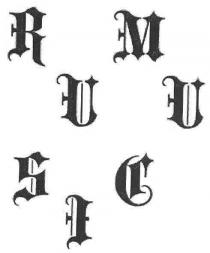 rumu sic, rumusic, ru, mu, sic, ruc, si, r, u, m, s, i, c, mus, uci, м, і, с, sum, icu