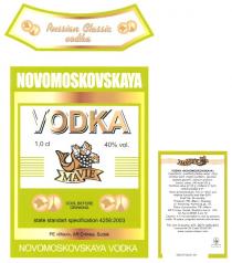 russian classic vodka, russian, classic, vodka, novomoskovskaya vodka, novomoskovskaya, mavie, pe mavi, ar crimea, sudak, pe, mavi, ar, crimea, sudak, cool, before, drinking, state standart specification 4256:2003, cool before drinking, state, standart, specification, 4256, 2003, 1,0 cl, 1, 0, cl, 40%vol, 40, %, vol, ре