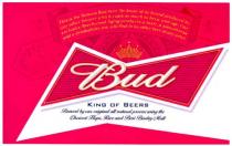 bud, king of beers, king, beers, ab, brewed by one original all natural process using the choicest flops rice and best barley malt, brewed, one, original, natural, process, using, choicest, flops, rice, best, barley, malt