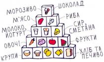 морозиво, мясо, м`ясо, молоко, йогурт, овочі, крупи, шоколад, риба, сир, сметана, фрукти, хліб та печиво, хліб, печиво