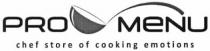 pro menu, pro, menu, chef store of cooking emotions, chef, store, cooking, emotions