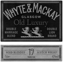 WHYTE & MACKAY GLASGOW Old Luxury DOUBLE MARRIAGE BLEND DOUBLE LION BRAND AGED BLENDED SCOTCH WHISKY 19 YEARS OLD