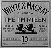 WHYTE & MACKAY GLASGOW THE THIRTEEN DOUBLE MARRIAGE BLEND DOUBLE LION BRAND AGED BLENDED SCOTCH WHISKY 13 YEARS OLD