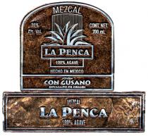 LA PENCA 100% AGAVE HECHO EN MEXICO JOVEN CON GUSANO ENVASADO DE ORIGEN