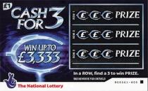 £1 CASH FOR 3 WIN UP TO £3,333 The National Lottery