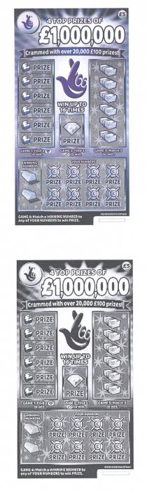 4 TOP PRIZES OF £1,000,000