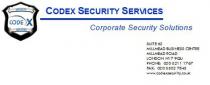 CODEX CODEX SECURITY SERVICES Corporate Security Solutions