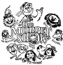 The MUPPET SHOW. ROWLF, SCOOTER, WAYNE & WANDA, MISS PIGGY, STATLER & WALDORF, THE GREAT GONZO, KERMIT THE FROG, DR. TEETH, FOZZIE BEAR.