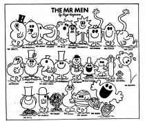 THE MR MEN BY ROGER HARGREAVES MR UPPITY MR FORGETFUL MR HAPPY MR JELLY MR FUSSY MR SNEEZE MR STRONG MR TICKLE MR LAZY MR GREEDY MR FUNNY MR TOPSY TURVY MR IMPOSSIBLE MR SNOW MR CHATTERBOX MR DAYDREAM MR MEAN MR SMALL MR BOUNCE MR SILLY MR MUDDLE MR MESSY