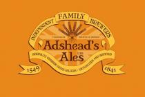 INDEPENDENT FAMILY BREWERS Adshead's Ales LTD 1549 ORIGINALLY CHESHIRE GRAIN MILLERS - VICTUALLERS AND BREWERS 1841 TRADEMARK BREWED IN BRITAIN