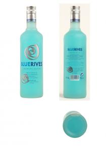 BLUERIVES PREMIUM LIQUEUR MEZCLA EXÓTICA DE ZUMO DE ARÁNDANOS, FRAMBUESAS Y VODKA VON HAUPOLD IMPORTED DESTILLED & BOTTLED BY RIVES IN SPAIN