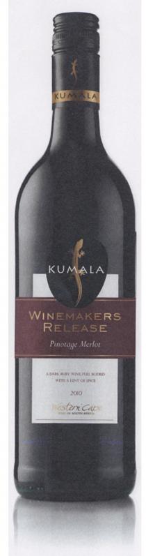 KUMALA KUMALA WINEMAKERS RELEASE Pinotage Merlot A DARK RUBY WINE, FULL BODIED WITH A HINT OF SPICE 2010 Western Cape WINE OF SOUTH AFRICA