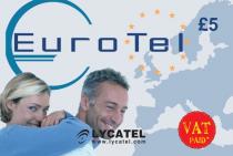 Euro Tel £5 LYCATEL wwww.lycatel.com VAT PAID*