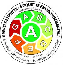 UMWELT-ETIKETTE ÉTIQUETTE ENVIRONNEMENTALE www.stiftungfarbe.org zertifiziert durch Schweizer Stiftung Farbe