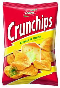 LORENZ SNACK - WORLD Crunchips Cheese & Onion Geschmack/Flavour Mit bestem Sonnenblumenöl With finest sunflower oil