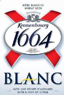 BIÈRE BLANCHE WHEAT BEER Kronenbourg Kronenbourg 1664 BLANC AVEC UNE POINTE D'AGRUMES WITH A HINT OF CITRUS