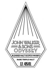 JOHN WALKER & SONS ODYSSEY BLENDED MALT SCOTCH WHISKY RARE TRIPLE MALT 0.7L 40% VOL