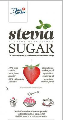 Dan Sukker stevia SUGAR steviol glycosides 50% færre kalorier i forhold til sukker pr. dl indeholder sukker og sødestof