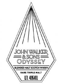 JOHN WALKER & SONS ODYSSEY BLENDED MALT SCOTCH WHISKY RARE TRIPLE MALT 0.7L 40%VOL