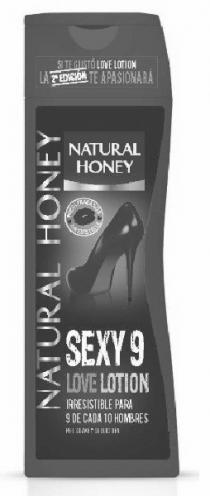 NATURAL HONEY SEXY 9 LOVE LOTION IRRESISTIBLE PARA 9 DE CADA 10 HOMBRES PIEL SUAVE Y SEDUCTORA