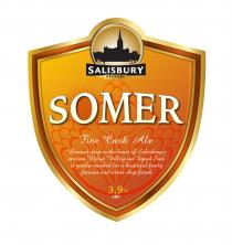 SALISBURY BREWERY SOMER Fine Cask Ale Brewed deep in the heart of Salisbury’s ancient Wylye Valley our ‘liquid Sun’ is gently mashed for a beautiful fruity flavour and citrus-hop finish 3.9% ABV