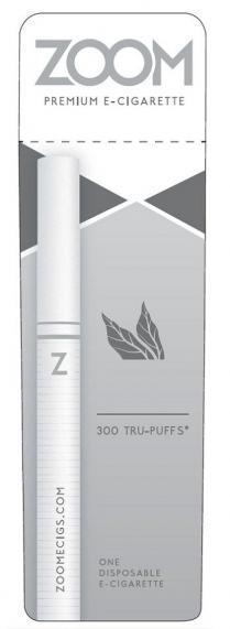 ZOOM PREMIUM E-CIGARETTE 300 TRU-PUFFS ONE DISPOSABLE E-CIGARETTE ZOOMECIGS.COM