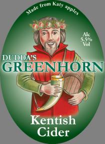 Made from Katy apples Alc 5.5% Vol Dudda's Greenhorn Kentish Cider