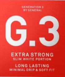 GENERATION 3 BY GENERAL G.3 EXTRA STRONG SLIM WHITE PORTION LONG LASTING MINIMAL DRIP & SOFT FIT