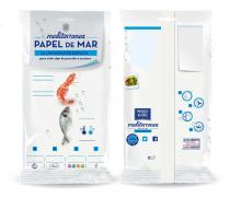 M MEDITERRANEA PAPEL DE MAR LA CONSERVACIÓN PERFECTA PARA TODO TIPO DE PESCADOS Y MARISCOS ENRIQUECE DE FORMA NATURAL MEDITERRANEA AGUA DE MAR LA SAL PERFECTA