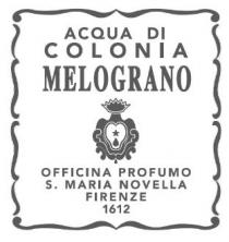 ACQUA DI COLONIA MELOGRANO OFFICINA PROFUMO S. MARIA NOVELLA FIRENZE 1612