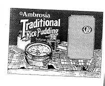 Ambrosia Traditional Rice Pudding with Sultanas and Nutmeg.