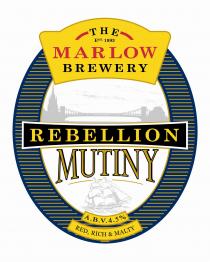 The Marlow Brewery Est.1993 REBELLION MUTINY A.B.V.4.5% RED,RICH & MALTY