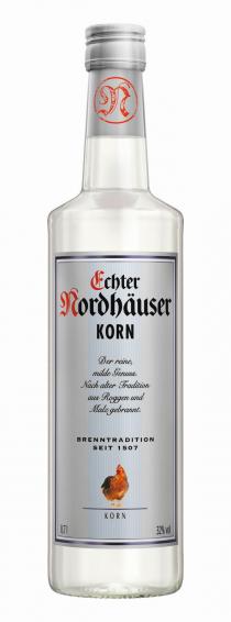 Echter Nordhäuser Korn Der reine, milde Genuss. Nach alter Tradition aus Roggen und Malz gebrannt. BRENNTRADITION SEIT 1507 KORN 0,7l 32%vol