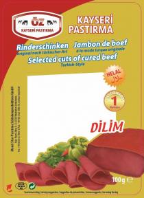 KAYSERI PASTIRMA ÖZ Rinderschinken Jambon de boef Selected cuts of cured beef DILIM