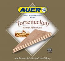 AUER Feinste Waffelspezialitäten seit 1920 Tortenecken à la Wiener Apfelstrudel Symbolbild Mit feinster Apfel-Zimt-Cremefüllung UTZ Certified Kakao