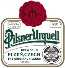 Pilsner Urquell BREWED IN PLZEN, CZECH THE ORIGINAL PILSNER PLZENSKY PRAZDROJ 1842