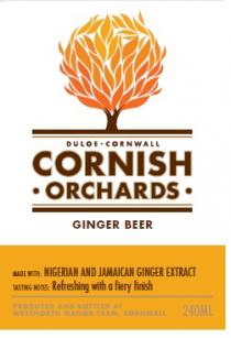 DULOE CORNWALL CORNISH ORCHARDS GINGER BEER MADE WITH NIGERIAN AND JAMAICAN GINGER EXTRACT TASTING NOTES Refreshing with a fiery finish PRODUCED AND BOTTLED AT WESTNORTH MANOR FARM CORNWALL