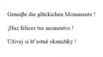 Genieβe die gluckichen Mommente ! Haz felices tus momentos ! Uzivej si st’astne okamziky !