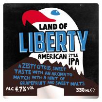 LAND OF LIBERTY AMERICAN STYLE IPA A zesty citrus sweet taste with an aroma to match with a hint of grapefruit and sweet malt