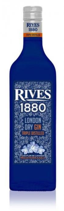 RIVES 1880 LONDON DRY GIN TRIPLE DISTILLED CON FLOR DE LAVANDA MEDITERRANEA