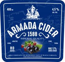 Armada Cider 1588, Imperial Quality,No gluten, Only 3% added sugar, Apple cider with the refreshing taste of black currants and wild strawberries