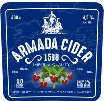 Armada Cider 1588, Imperial Quality, No gluten, Only 3% added sugar, Apple cider with the refreshing taste of wild strawberries