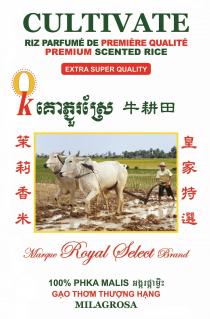 CULTIVATE RIZ PARFUMÉ DE PREMIÈRE QUALITÉ PREMIUM SCENTED RICE EXTRA SUPER QUALITY OK Marque Royal Select Brand 100 % PHKA MALIS GAO THO'M THU'O'NG HANG MILAGROSA