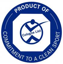 Cologne List PRODUCT OF COMMITMENT TO A CLEAN SPORT