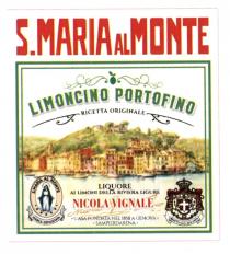 S. MARIA AL MONTE LIMONCINO PORTOFINO RICETTA ORIGINALE LIQUORE AL LIMONE DELLA RIVIERA LIGURE NICOLA VIGNALE CASA FONDATA NEL 1858 A GENOVA SAMPIERDARENA