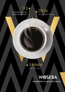 WOSEBA WE PREFER TO BE EXCEPTIONAL 14 g of passion put into every single bean 250 ml of perfect flavor 5 minutes just for you