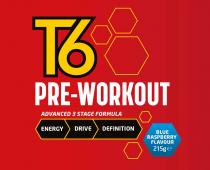 T6 Pre-Workout ADVANCED 3 STAGE FORMULA ENERGY DRIVE DEFINITION