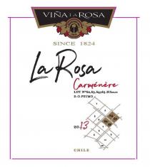 VINA LA ROSA ESTABLISHED SINCE 1824 CHILE CARMENERE LOT NO. 62 63 64 Y 65 EL SAUCE D.O. PEUMO 2013 1 2 3 4 5 6 7 9 10 11